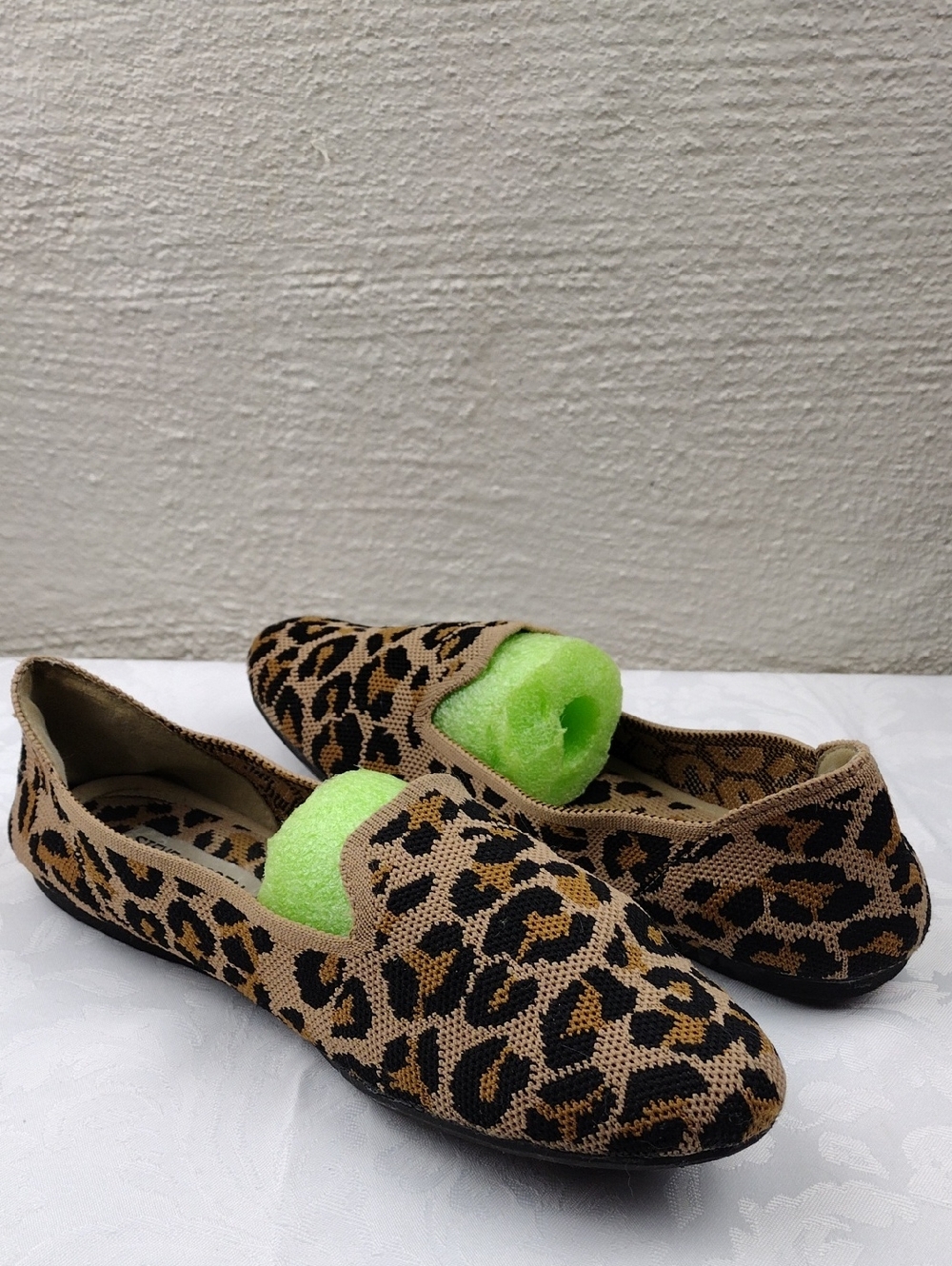 Steve Madden Tan Classic Leopard Print Fabric Upper Almond Toe Slip On Flat Shoe